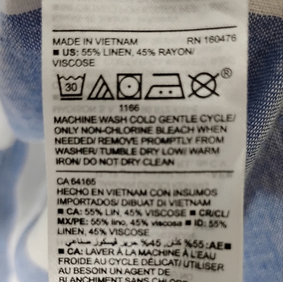 Linen-Blend Striped Popover Tunic | Blue/White | Collared | NWT M - Picture 8 of 9